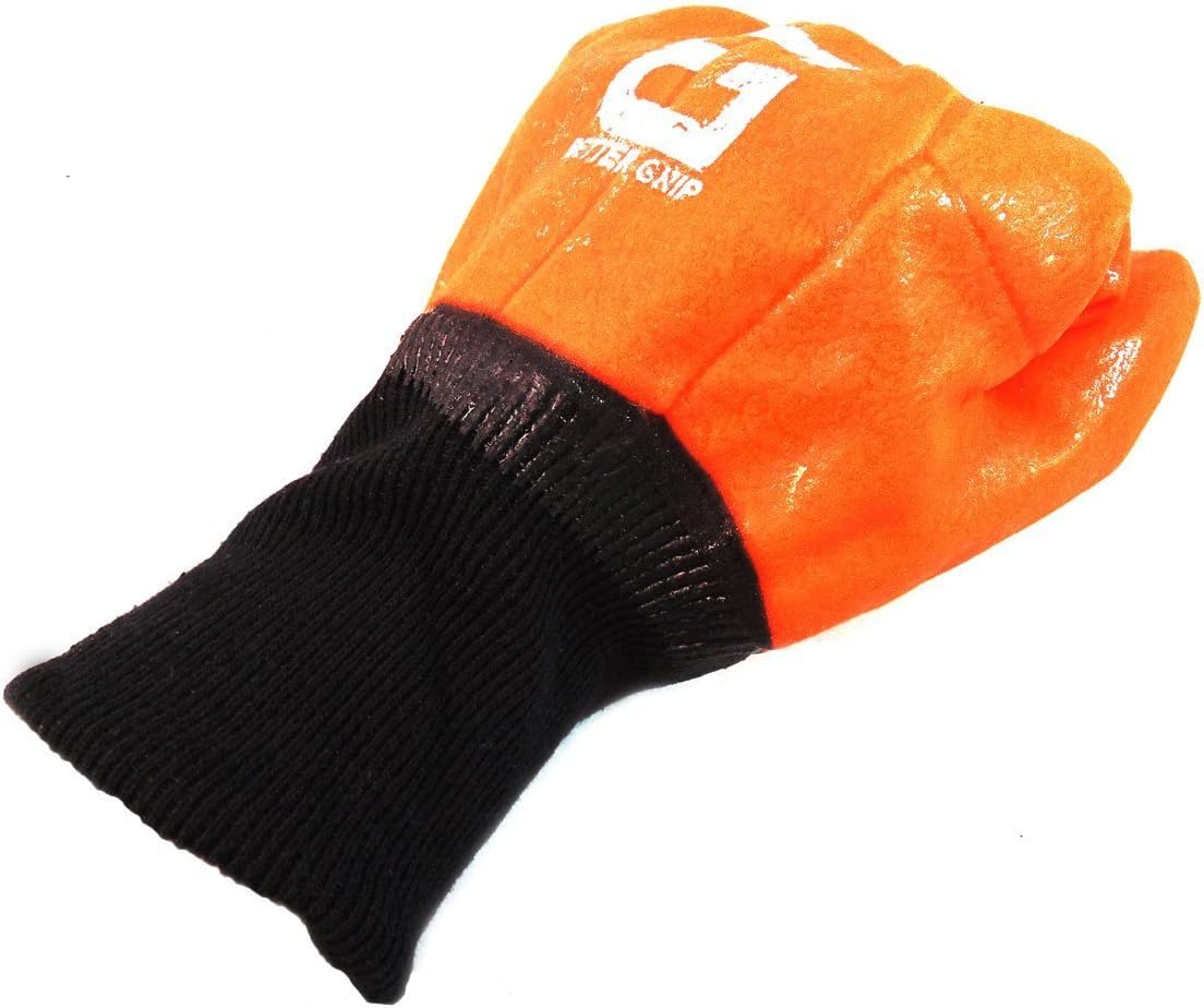BG105ORGKW Heavy Duty Premium Sandy finished High Visibility PVC Coated Gloves with Knit Wrist, Chemical Resistant, One Size (1 Pair)