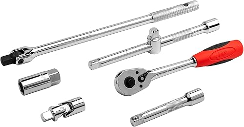 Vista 8 de Jetech Juego de 22 llaves de vaso de 1/2" (3/8"- 1-1/4"), 6 puntos SAE Cr-V, incluye trinquete, mango de velocidad, junta universal, mango en T