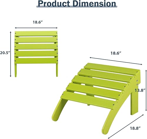 Miniatura 3 de Aoodor Otomana Adirondack para exteriores, reposapiés de polietileno de alta densidad resistente a la intemperie para patio, porche, patio trasero,