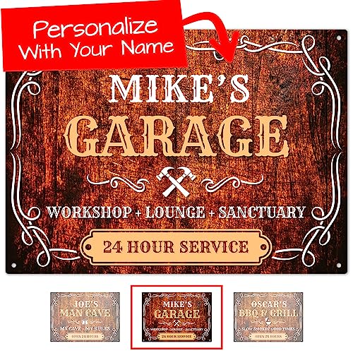 Custom Garage Sign, Personalized Workshop Rustic For Indoor/Outdo...