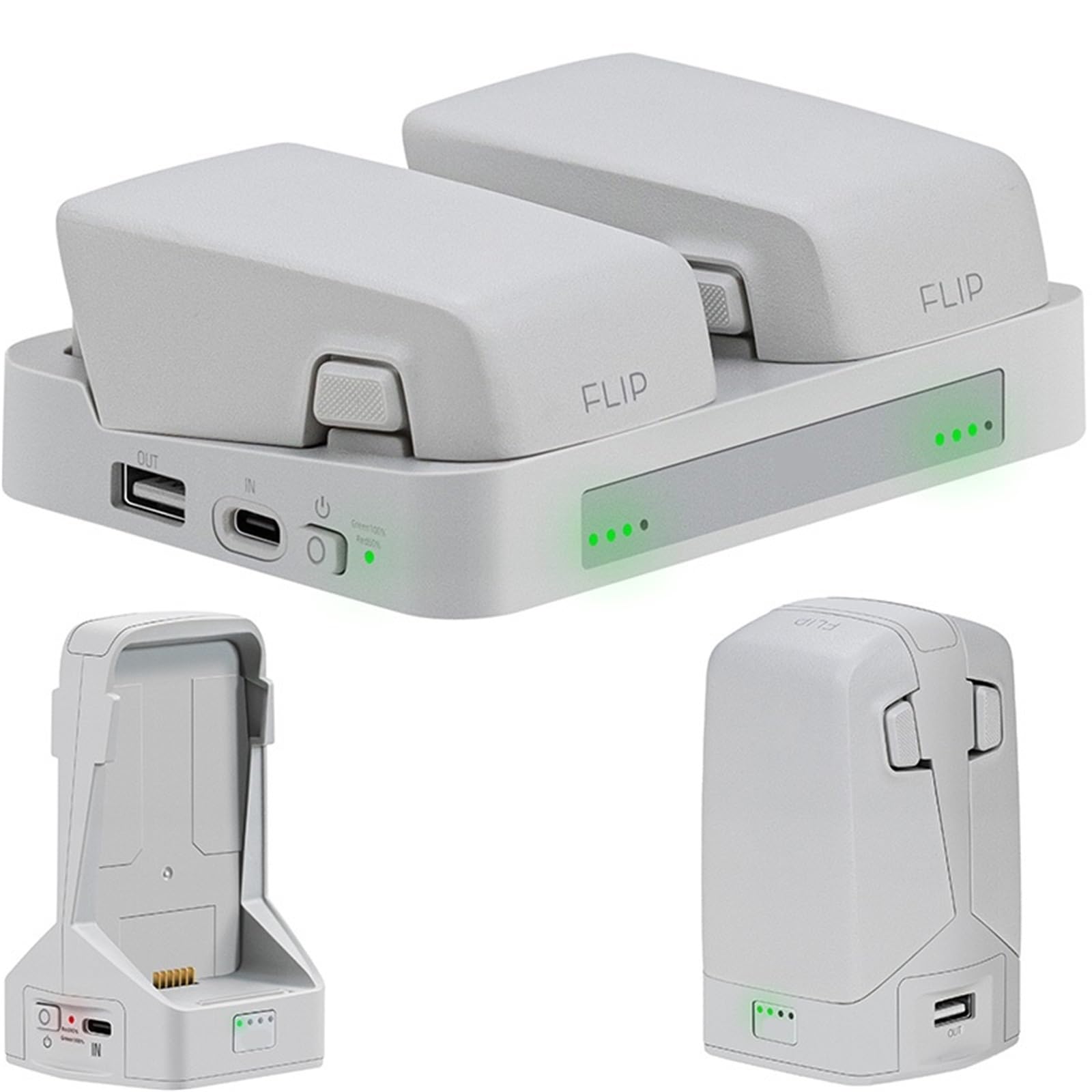 Chargeur Double Batterie Compatible avec DJI Flip, Chargeur Secteur Bidirectionnel for Batteries De Drone(Dark Gray)