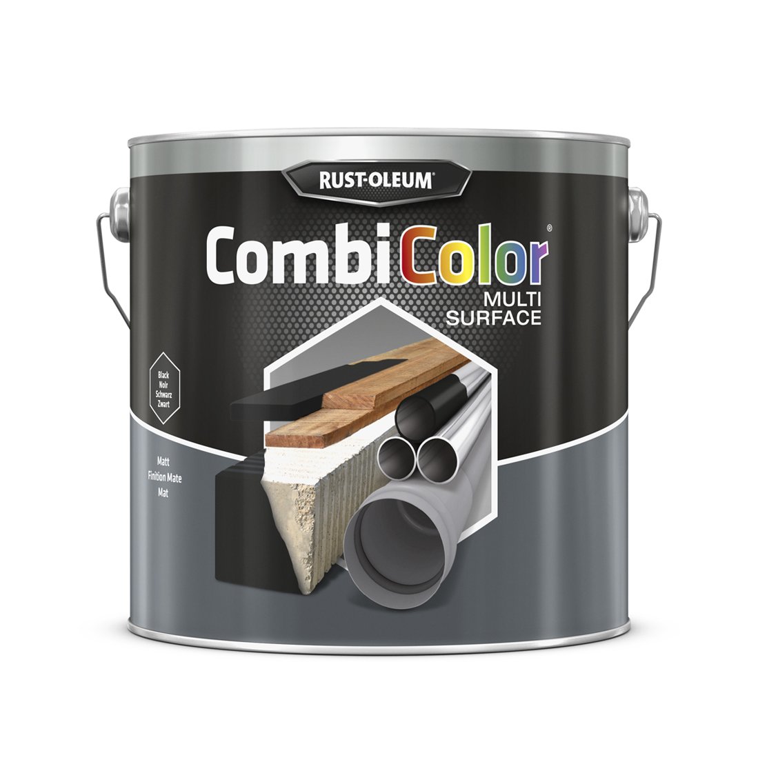 RUST-OLEUM 7378MS.2.5 Combicolor Multi-Surface, One Paint, Many Surfaces, Matt black