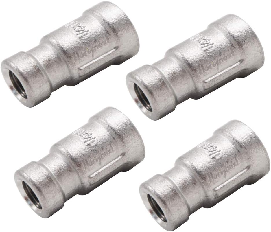 NPT 1/4-1/8 female hose adapter,water pipe reducer fitting，stainless steel double connector for garden, drain, home, gas, air, fuel, plumbing, machining (4 pcs)