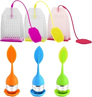 Accfore 6 Pack Silicone Tea Infuser,Reusable Safe Loose Leaf Tea Bags Strainer Filter Handle Stainless Steel Strainer Drip...