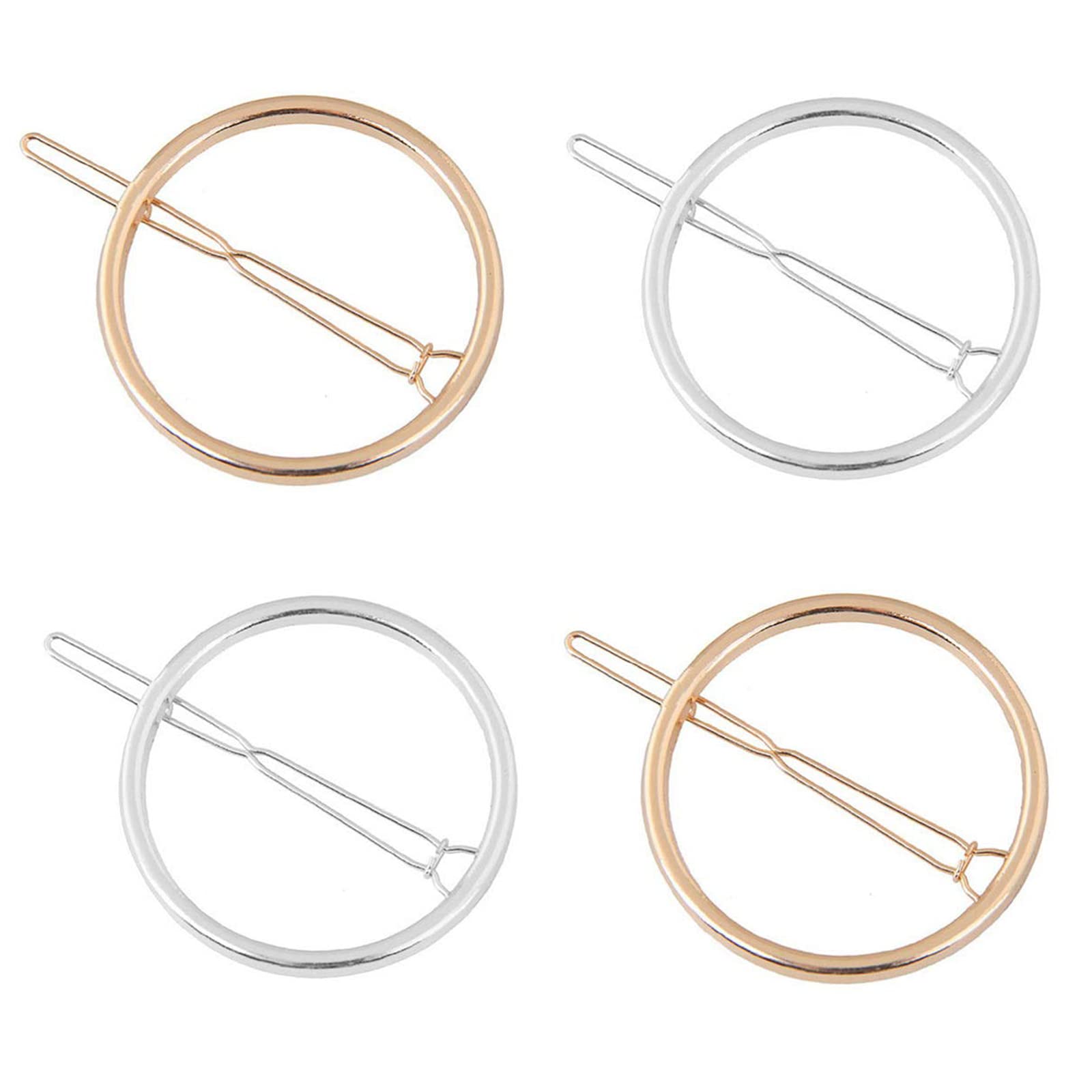 Geometric Hair Clips Round Geometric Hair Pins 4 Pieces Alloy Ponytail Holder Headwear Hair Pins for Girls and Women