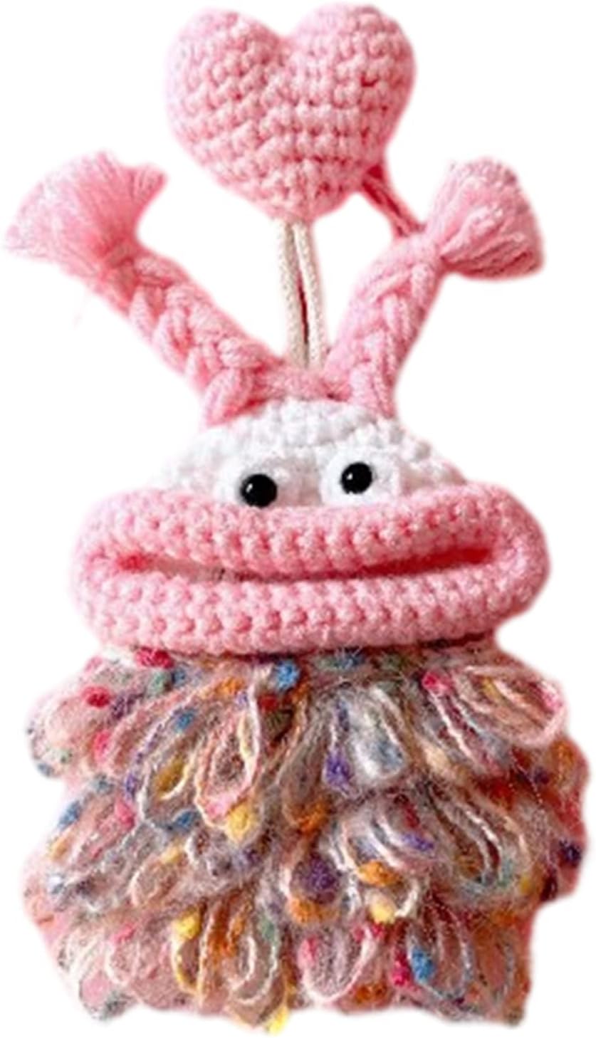 Thick Lips Monsters Keyholder Bag, Hand Knit Pull-type Keys Wallet for Car & House Keys, Funny Cartoon Sleeve Case