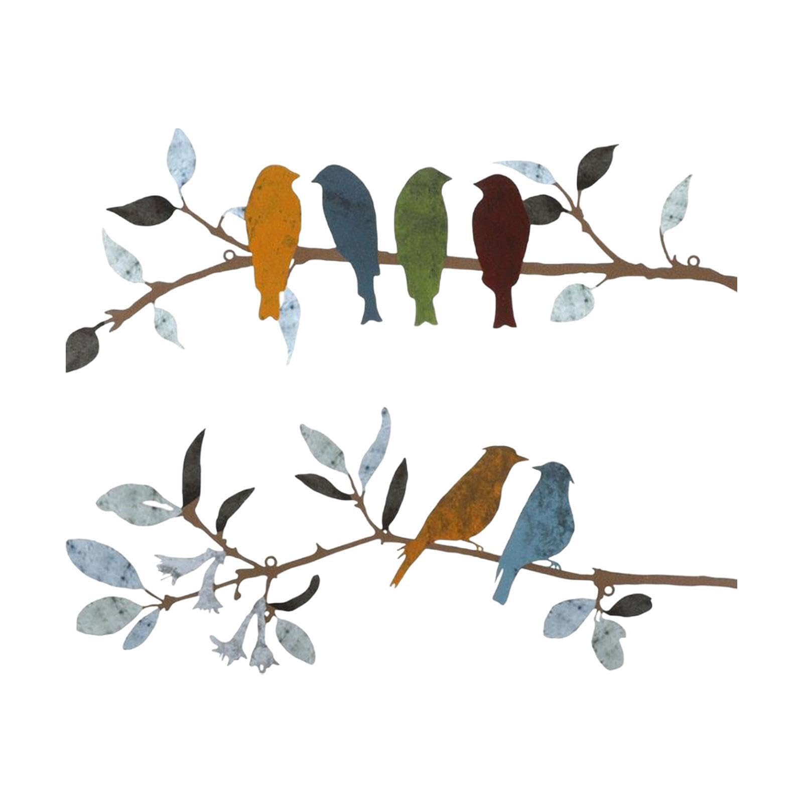 Pixzcsa Vivid Birds Metal Wall Art Decor Sculpture Ornament For Living Room Bedroom Garden Patio Wall Hanging Decoration Is Suitable For Garden Living Room, Style A
