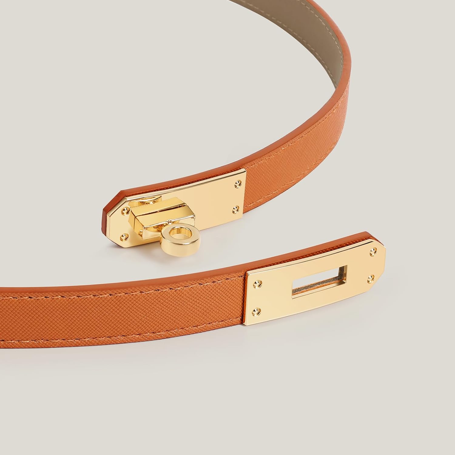 2 Pack Women Skinny Leather Belt for Dresses Jeans Solid Color Alloy Turn Lock - Image 4