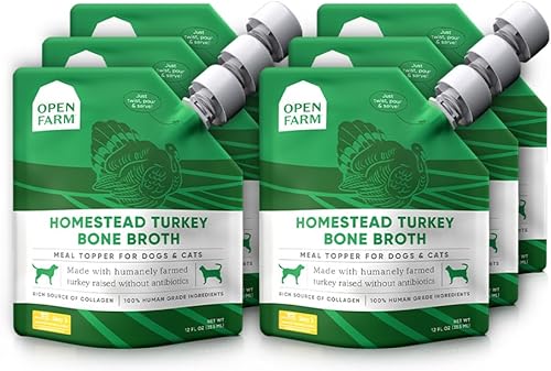 Open Farm Caldo de hueso, adorno de comida para perros y gatos con carne de origen responsable y superalimentos sin sabores artificiales ni