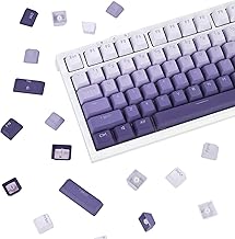 123 Keys Gradient Purple Keycaps, PBT Double Shot Dying Keycaps, OEM Positive Engraved Translucent Deep Purple Keycaps, Minimalist Mysterious Premium Keycaps for Mechanical Gaming Keyboards