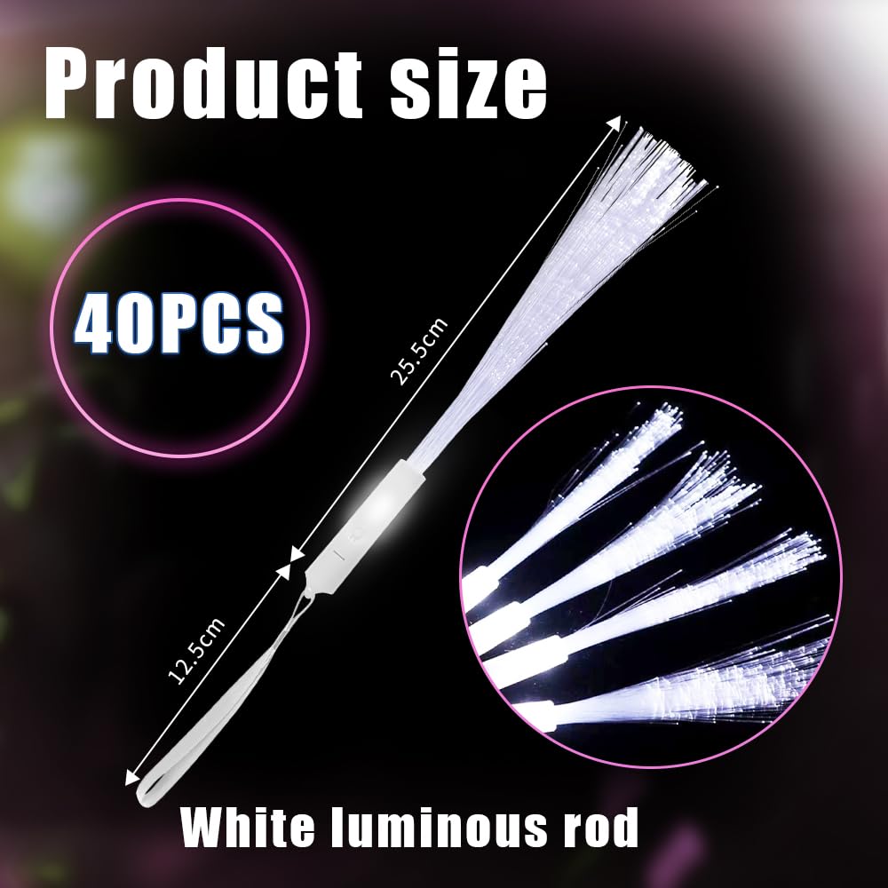 40 Stück Leuchtwedel Hochzeit,LED Leuchtwedel Weiss,Hochzeit Glasfaserlampe,Glasfaser Leuchtstab, LED Leuchtstab Glasfaser,Hochzeit Leuchtwedel
