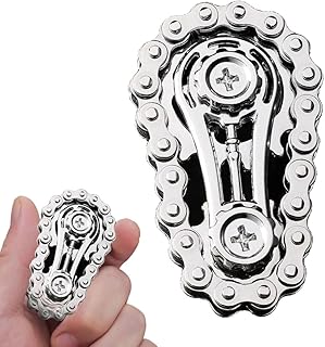 Fidget Spinners, 1 Pieza, Anillo Spinner Metálico Plateado Estilo Cadena, Medidas 6 Cm X 3.5 Cm X 1.1 Cm, Juguete Sensorial Antistrés