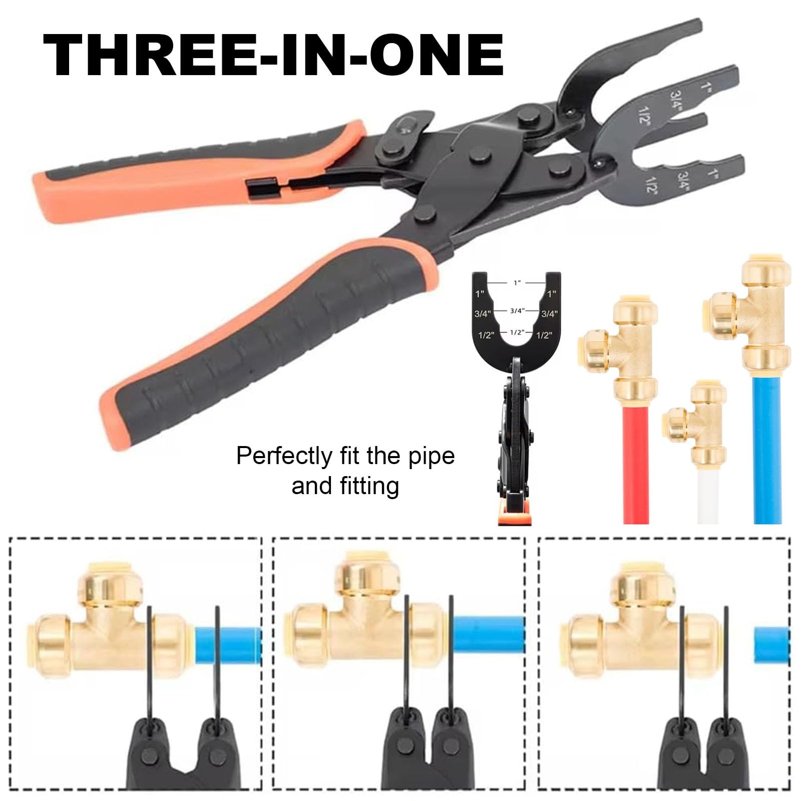 Narzędzie do odłączania złączek Push-to-Connect, narzędzie do usuwania wielu rozmiarów do rur miedzianych 1/5.1 cm, 3/10.2 cm, 2.5 cm PEX PVC