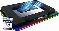 KLIM Turbofrost - Gaming Laptop Cooling Pad - 4 Powerful Turbo Fans - 4 x 4000 RPM, Laptop Cooler 2 Power Modes USB-C/DC, Dynamic RGB, 4-Ports USB, Sealed Foam for Fast Cooling for Laptops up to 17in
