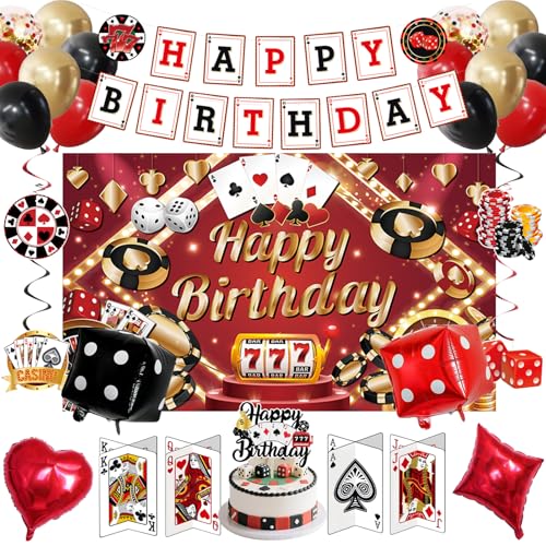 Image of Crenics Casino Theme Party Decorations, Poker Birthday Party Supplies