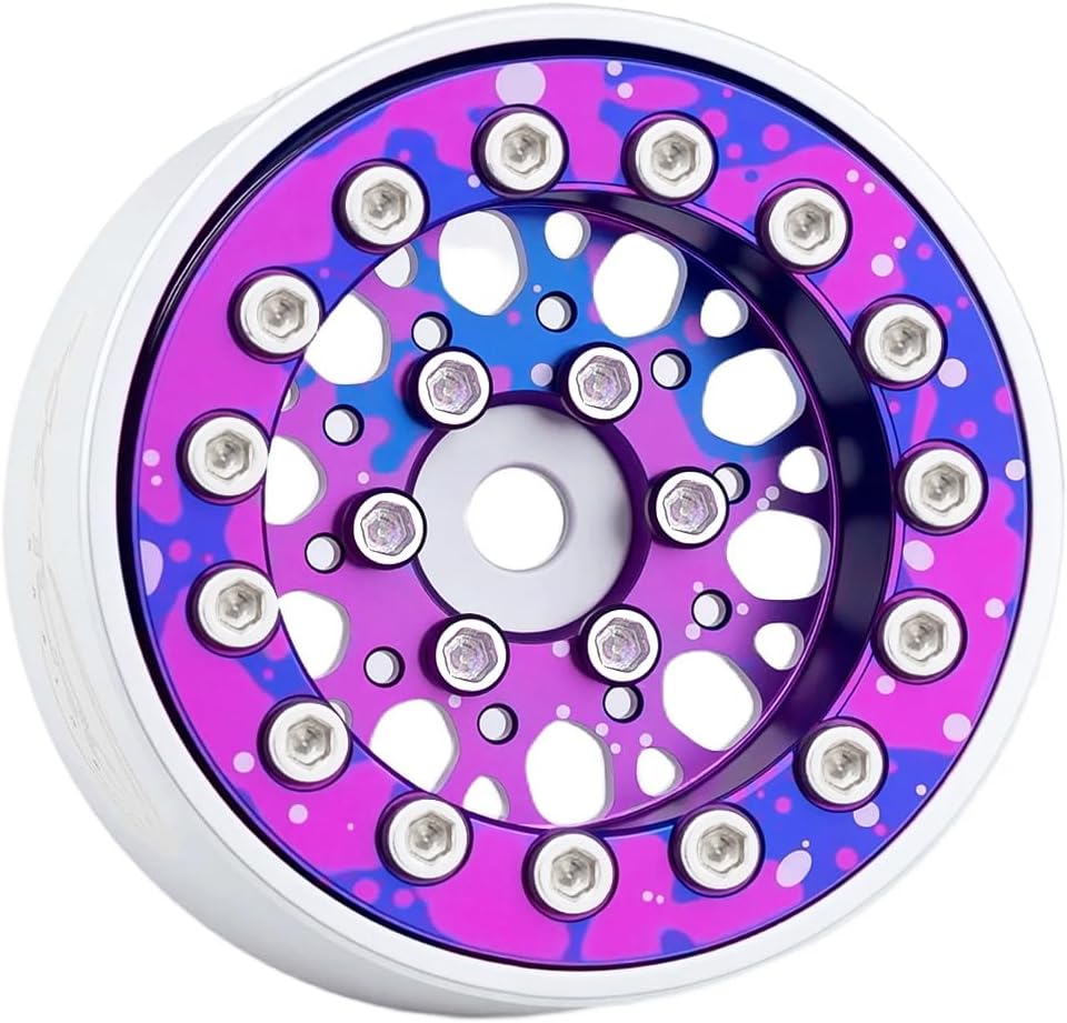 4PCS Splash Anodizing Aluminum Deep Dish 1.0 Inch Beadlock Wheels Hubs for Axial SCX24 Traxxas TRX4M FCX24 Redcat Ascent-18 HPI