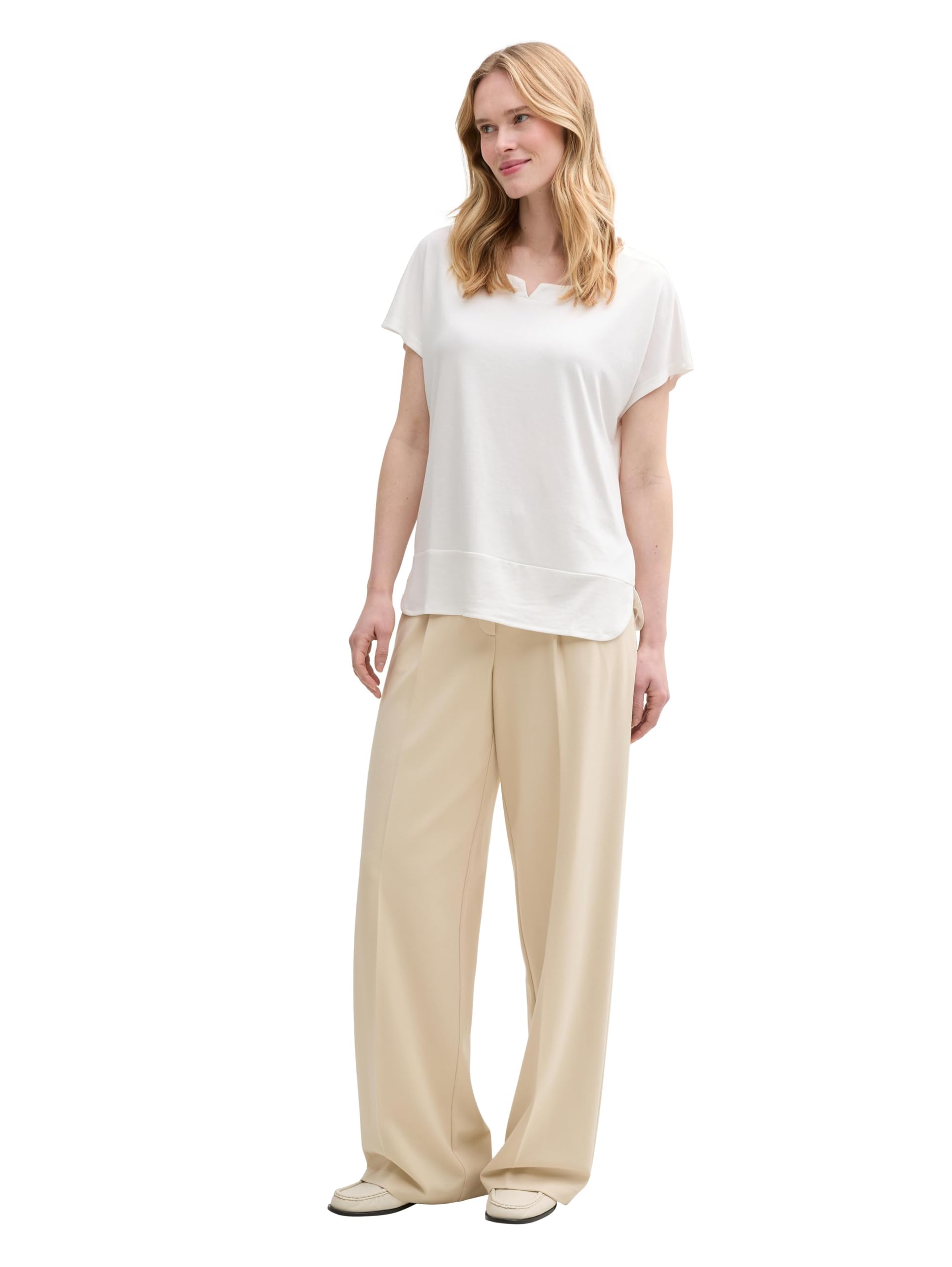 TOM TAILOR Damen Basic T-Shirt mit weitem Rundhalsausschnitt, 10315 - Whisper White, XXXL – Ansicht 2