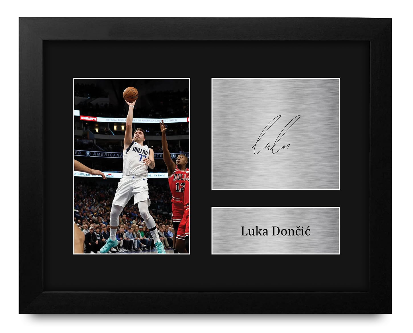 HWC Trading Luka Doncic Framed Gifts Printed Signed Autograph Picture for Basketball Memorabilia Fans - US Letter Size