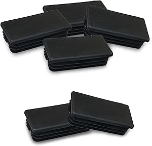 6 Stück Rechteckstopfen 60x120mm - Schwarze Rohrverschlüsse Aus Polyethylen