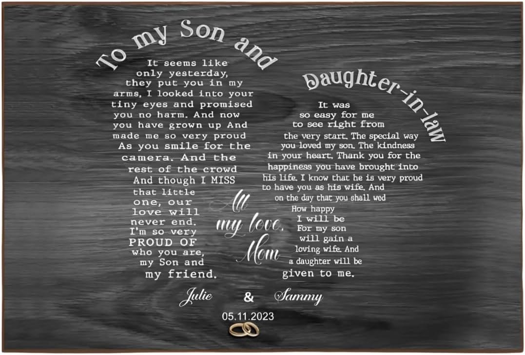 Personalized Wedding Gift from Mom – Custom Couples Wall Art, Custom Canvas Poster with Names, Anniversary Gift for Son & Daughter-in-Law, Personalized Poster for Couple’s Home
