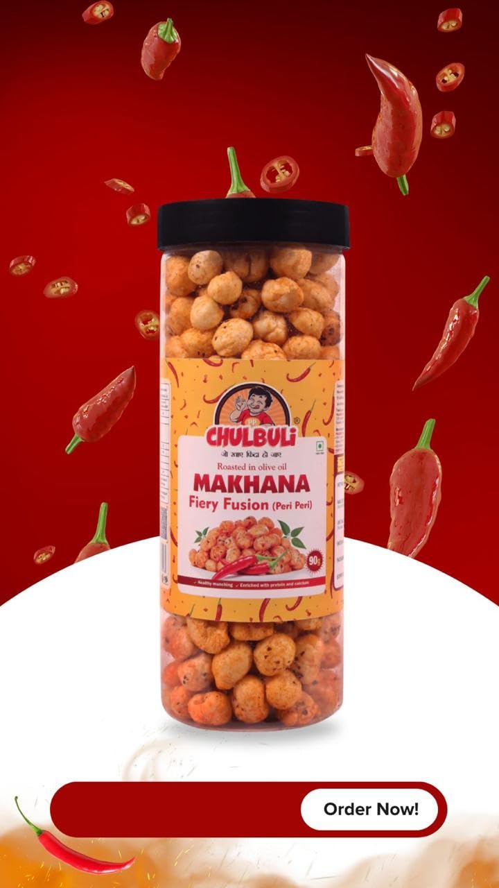 PP Chulbuli Flavoured Makhana Combo Pack | Peri Peri And Tangy Tomato Flavour | Roasted Phool Foxnut Crunchy Tea Time Snack | Ready To Eat Lotus Seed Munch | Pack Of 2 4