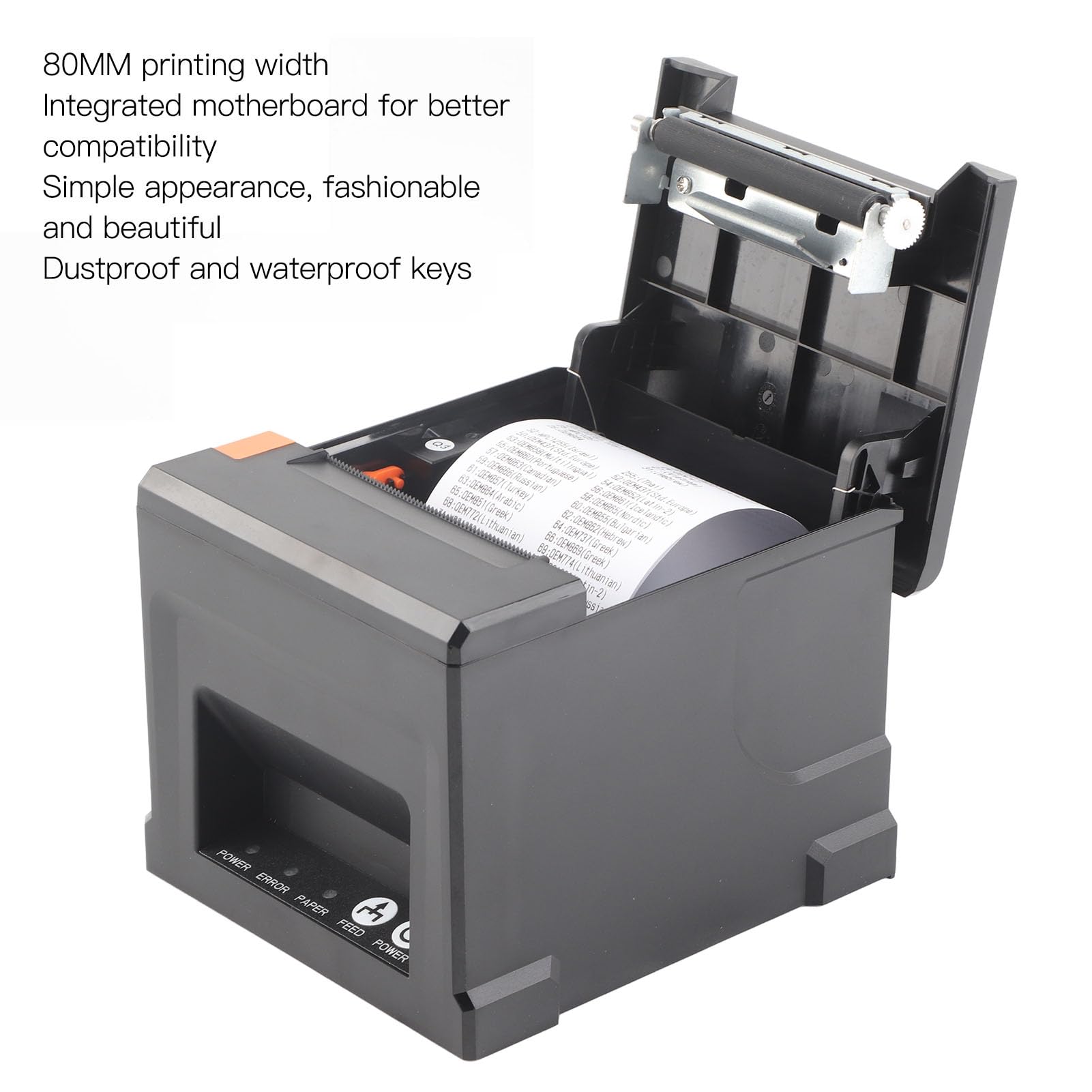 Impresora Rongta POS Impresora Térmica de Recibos USB de 80 Mm con Soporte de Cortador Automático Cajón de Efectivo para Cocina de Restaurante, Interfaz Ethernet Serie USB