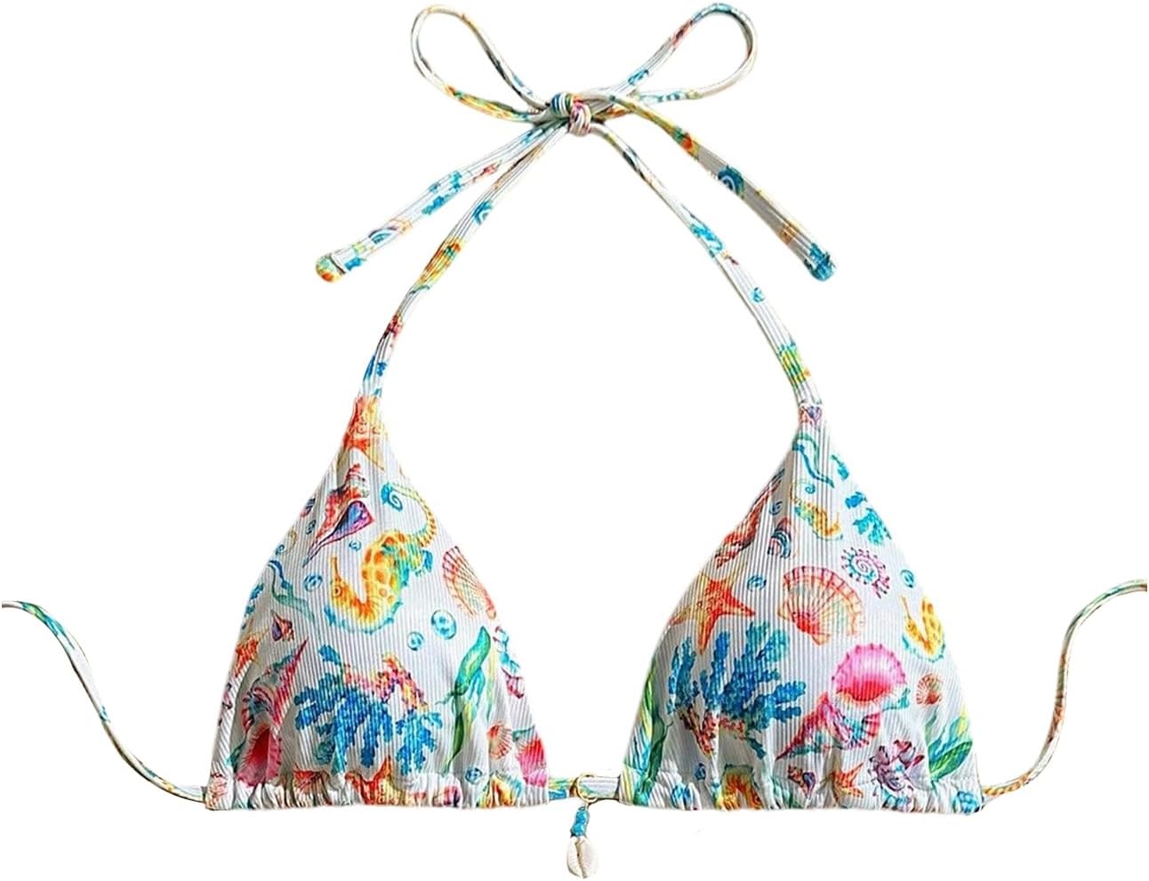 SOLY HUX Women's Floral Print Triangle Bikini Tops Hawaiian Halter Tie Back Bathing Suit Tops Summer Swimsuit Top Only