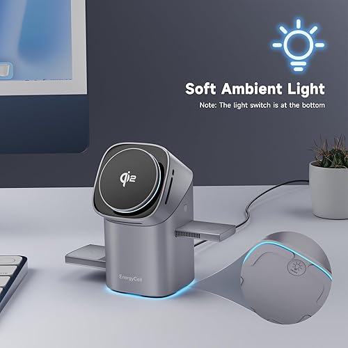 Miniatura 6 de Cargador inalámbrico giratorio, certificado Qi2 2 veces más rápido 15 W para estación de carga de iPhone 1716151413, Apple Watch, AirPods, estación