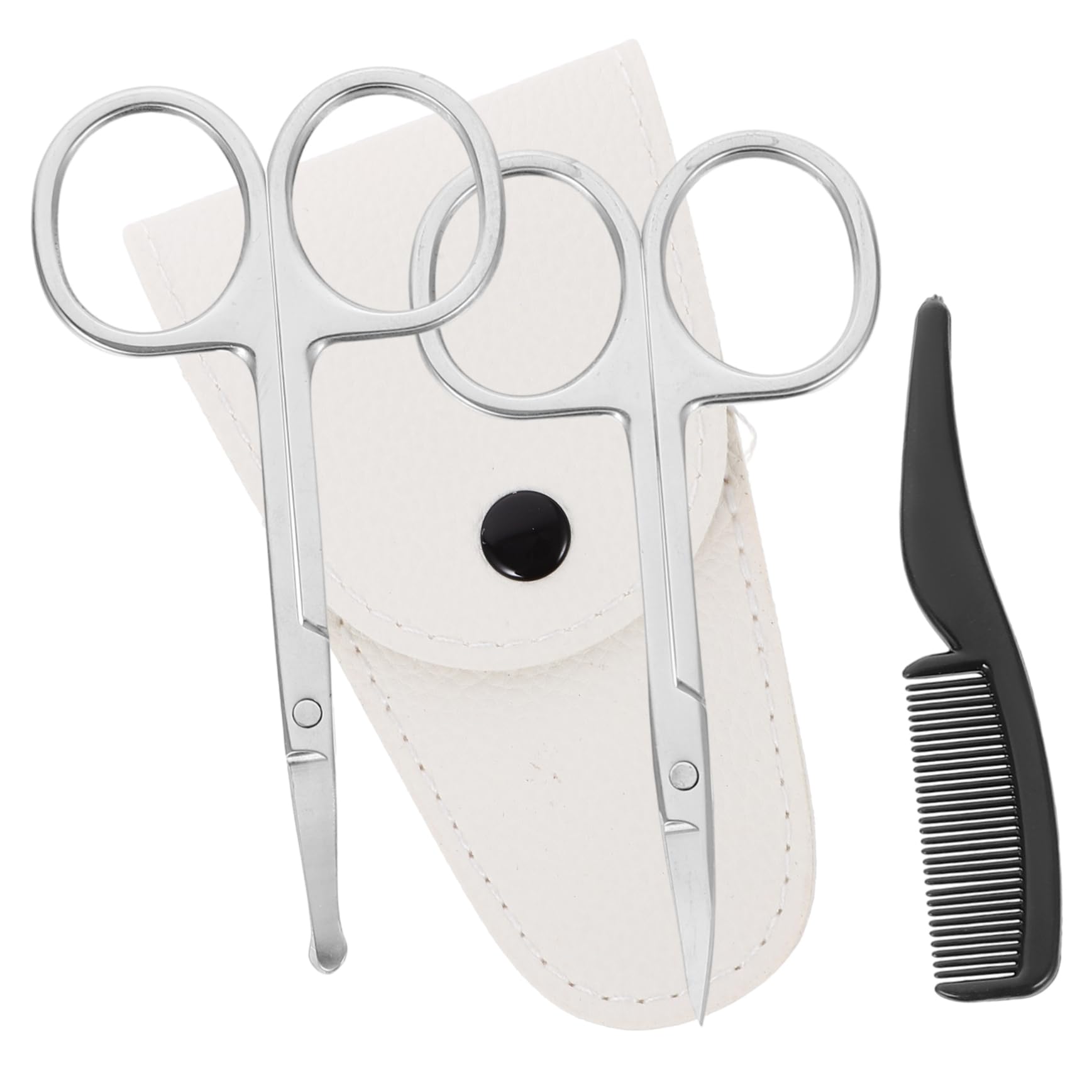 DOITOOL 12pezzi Forbici Per Barba Acciaio Inossidabile Con Trimmer Per Naso Kit Di Bellezza Portatile Con Astuccio Pelle e Piccolo Pettine Per Personale