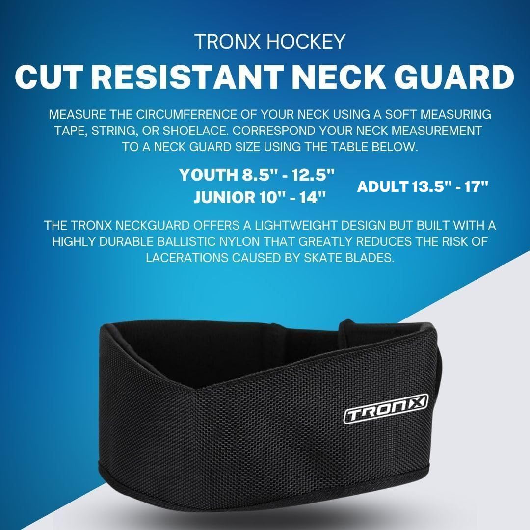 TronX Hockey Cut Protective Neckguard Junior Youth Mite Kids - Neck Guard to Protect from Laceration, Cut Resistant (Junior)