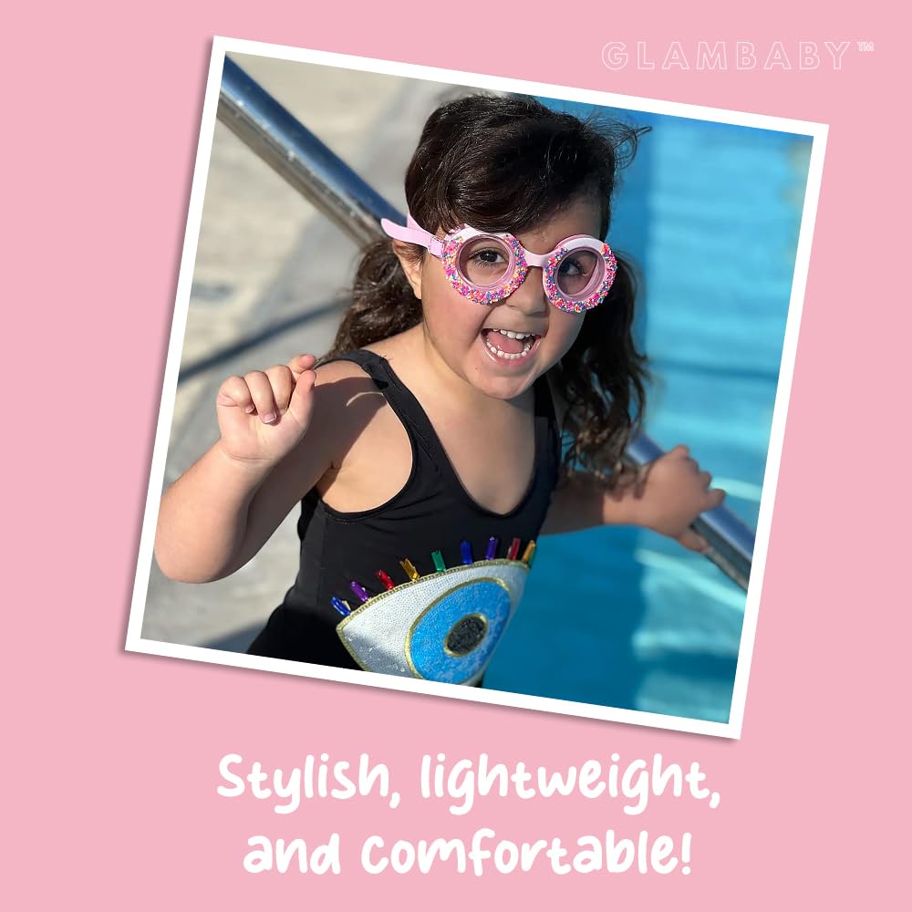 GlamBaby Olivia Gogle pływackie dla dzieci, 100% ochrona UVA/UVB, doskonała ochrona dzieci w wodzie - lekkie, eleganckie i trwałe okulary do pływania