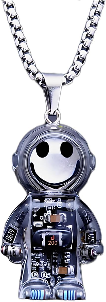 Handmade Resin Astronaut Keychain with Real Circuit Board, Futuristic Robot Spaceman Key Ring, Sci-Fi Tech Bag Charm Gift
