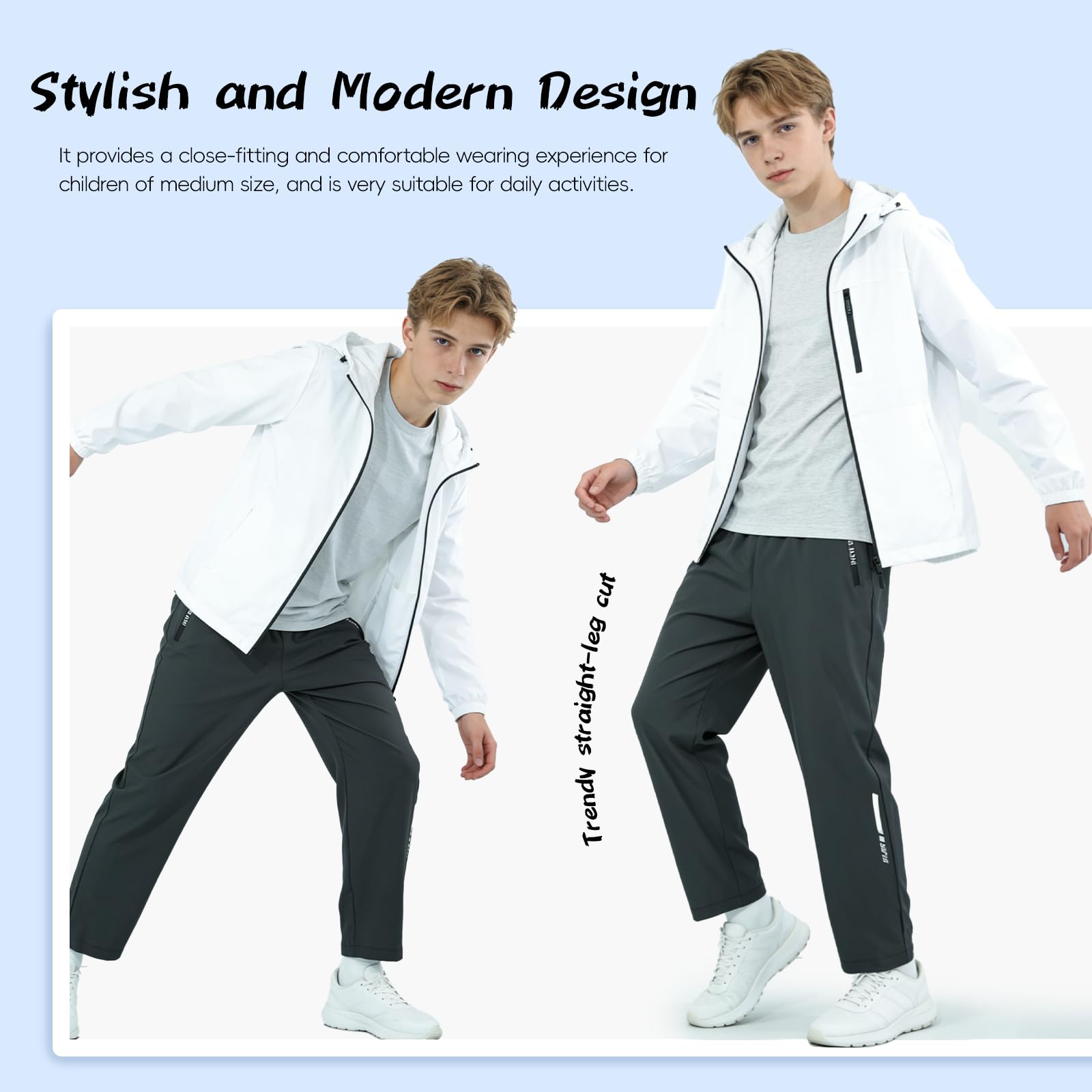 SUKUTU Pantalones Ligeros y Transpirables para niños para Primavera y Verano Pantalones Deportivos para niños