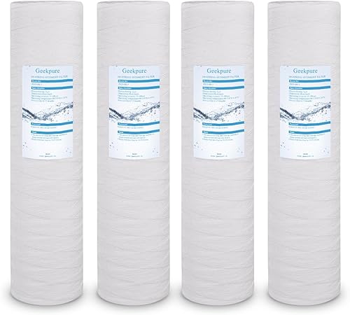 Geekpure Whole House - Cartucho de filtro de repuesto de sedimentos de polipropileno para heridas de cuerda, 4.5 x 20 pulgadas, 5 micras, paquete de