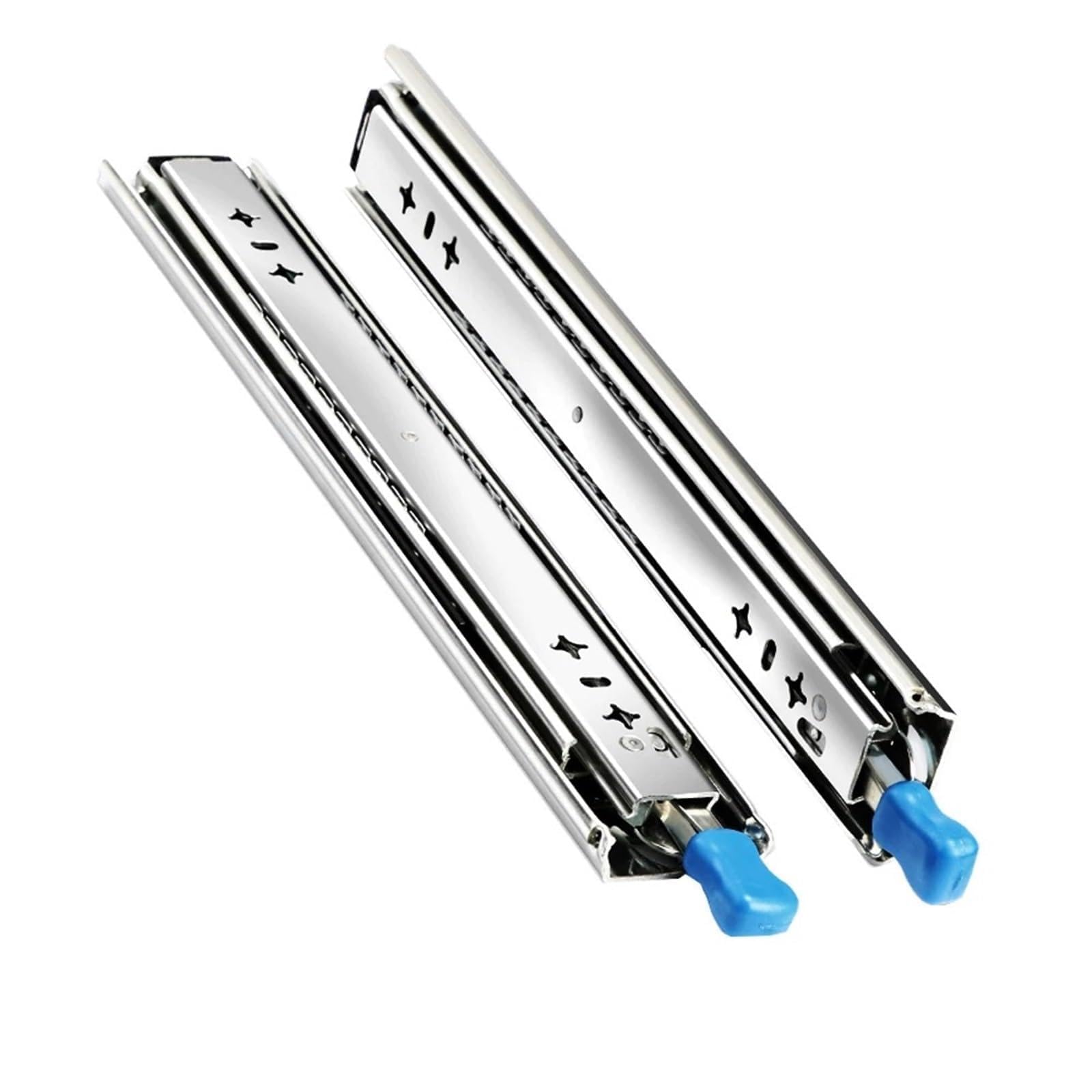 Oumifand Lock 18Inch 450 2Pcs Home Vehicle Drawer Slide Rail Heavy Duty 53Mm Wide Safety Lock 120Kg Capacity 264Lbs Ball Bearing Three Fold Full Extension(Lock 18Inch 450)
