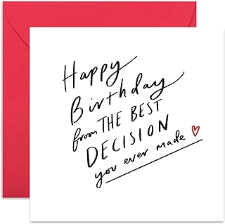 Old English Co. Best Decision You Made Birthday Card - Fun Joke Greetings for Men and Women | Funny Humour Birthday Gift for Boyfriend, Girlfriend, Husband, Wife | Blank Inside & Envelope Included