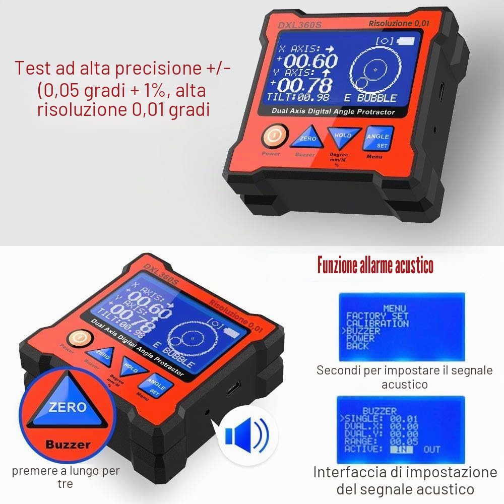 Scatola di livello digitale, inclinometro goniometro a doppio Livella a bolla digitale a doppio asse Misuratore di elettronico per la lavorazione del legno, l'edilizia e l'industria automobilistica