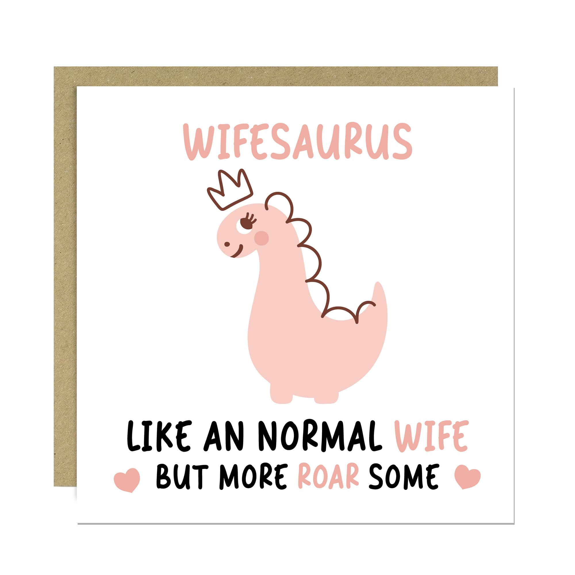 RED OCEAN Wife Birthday Card for Her Wifesaurus Wife Card For Anniversary With Kraft Envelope Funny Cards from Husband Her