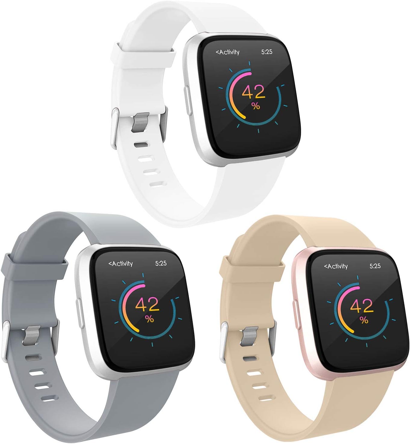 WASPO for Fitbit Versa Strap Silicone, Classic TPU Silicone Sport Replacement Bands compatible with Versa/Versa Lite/Versa Special Edition/Versa 2, Women Men Small Large