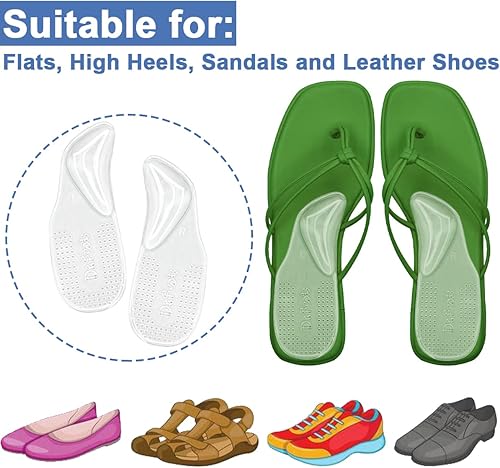 Miniatura 3 de Dr.Foot Insertos de zapatos con soporte de arco para alivio de la fascitis plantar, almohadillas de arco autoadhesivas para zapatos planos, dolor de