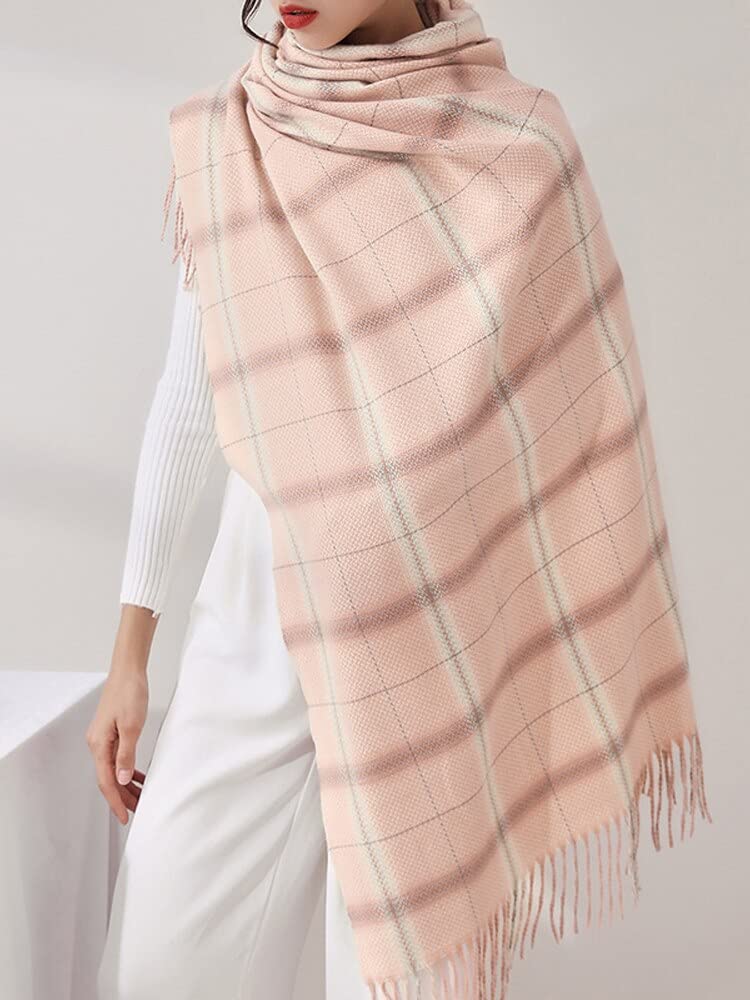 Sciarpa Donna Scialle Uomo Invernale Sciarpa da Donna di Lusso in Stile Coreano Sciarpe Scozzese Morbida Nappa Femminile in Jersey Rosa Scialle Pareo