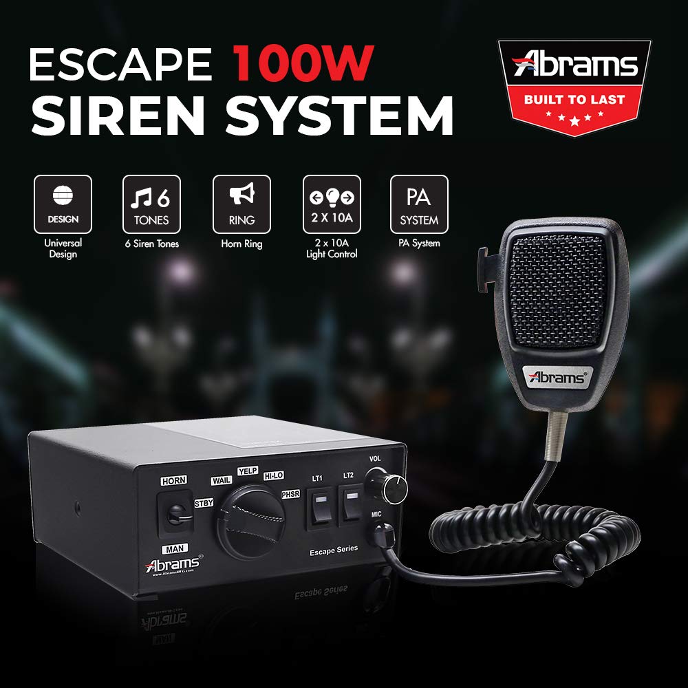 Amazon | Abrams 警察サイレン 車 PAシステム - エスケープ 100W 緊急