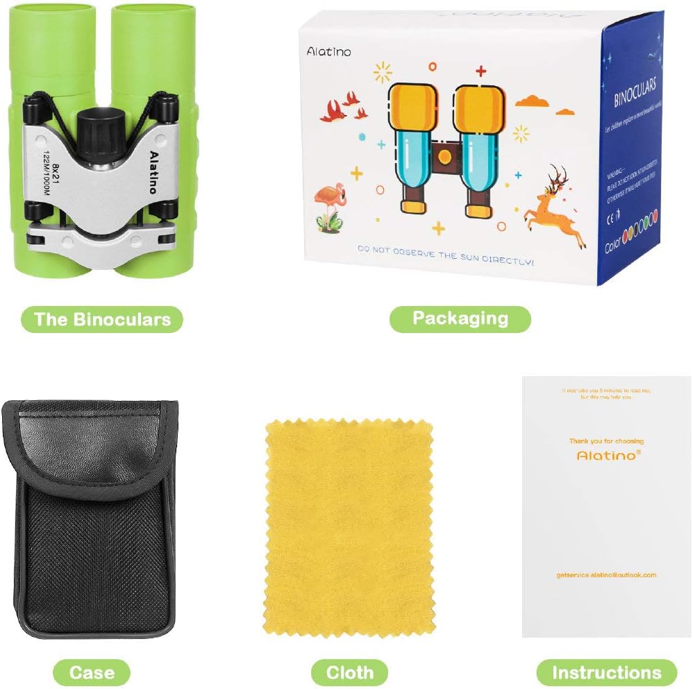 Best Deal Alatino High Resolution Compact Binoculars for Kids 8x21 Kids Binoculars for Hunting and Bird Watching, Festival Gifts for 3-12 Year Old Boys or Girls