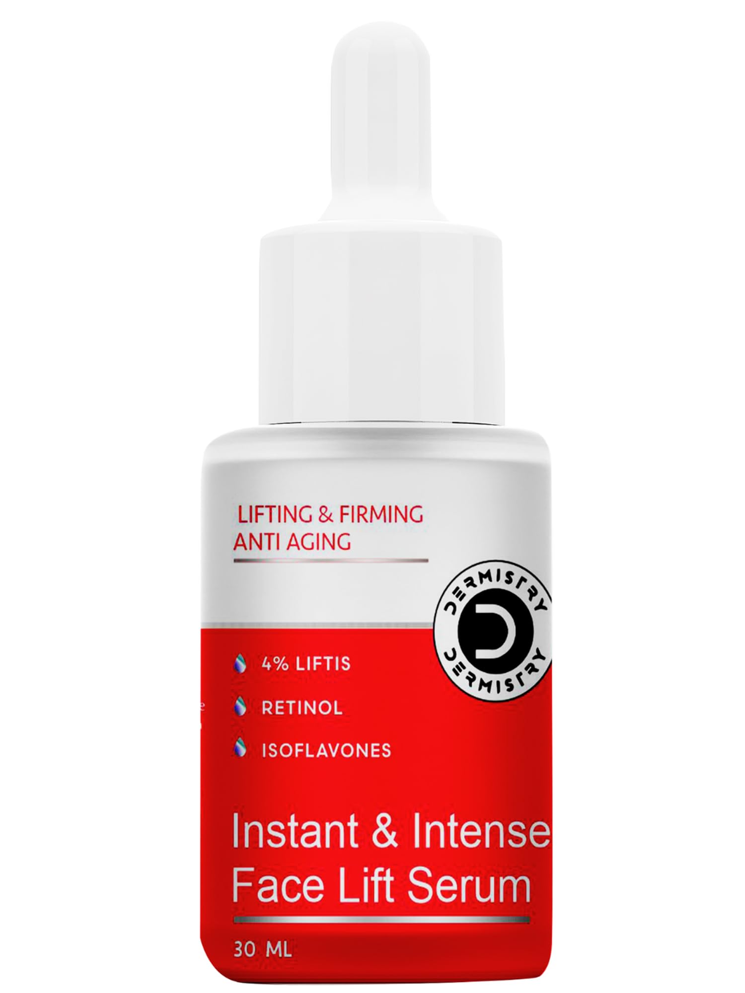 Dermistry Instant & Intense 4% Liftis & Retinol Anti Ageing Face Lift Serum | Hyaluronic Acid D Biotin | Reduces Fine Lines Wrinkles | Skin Firming Tightening I Men & Women | 30ml