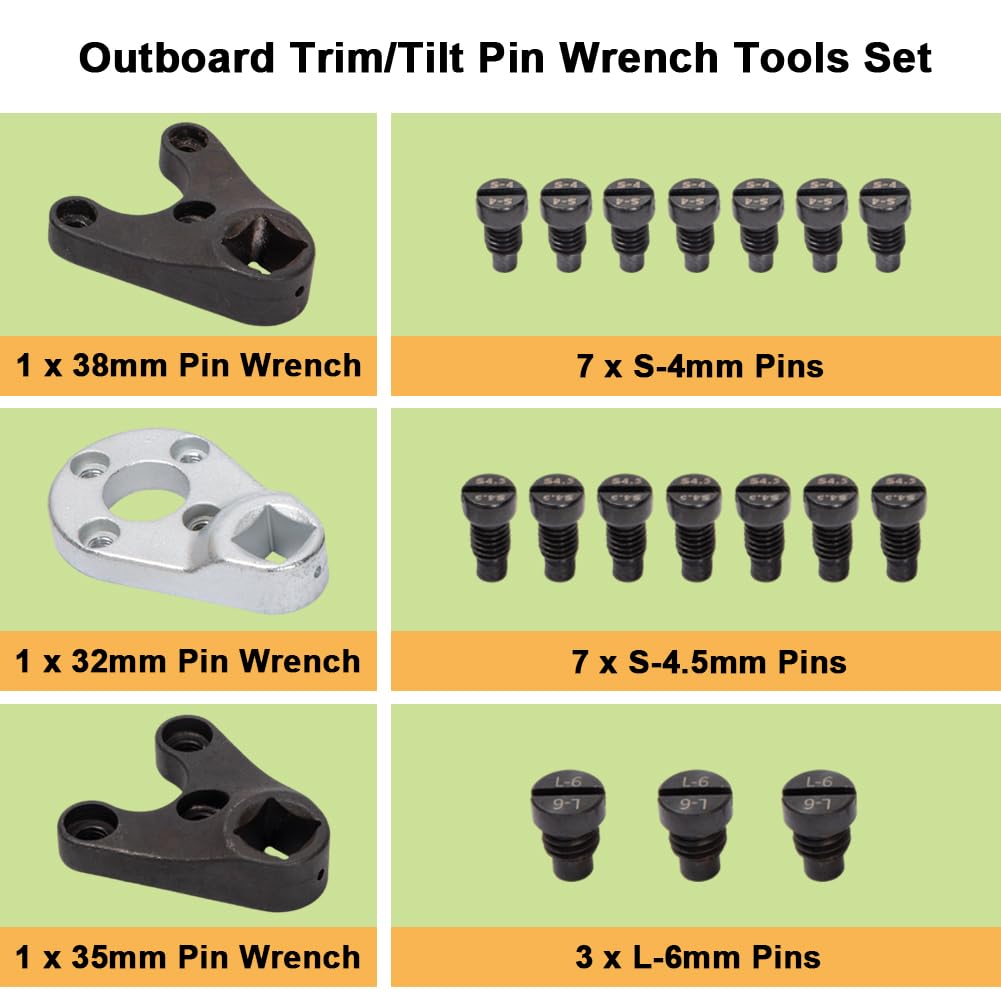 HY-SPEED Trim/Tilt Pin Wrench Tools Set MT0004 & MT0006 & MT0009 Spanner Wrench Remove Trim Tilt Caps on Hydraulic Cylinders for Yamaha Suzuki Johnson Evinrude Honda Outboards yb-06548 yb-06175-1a