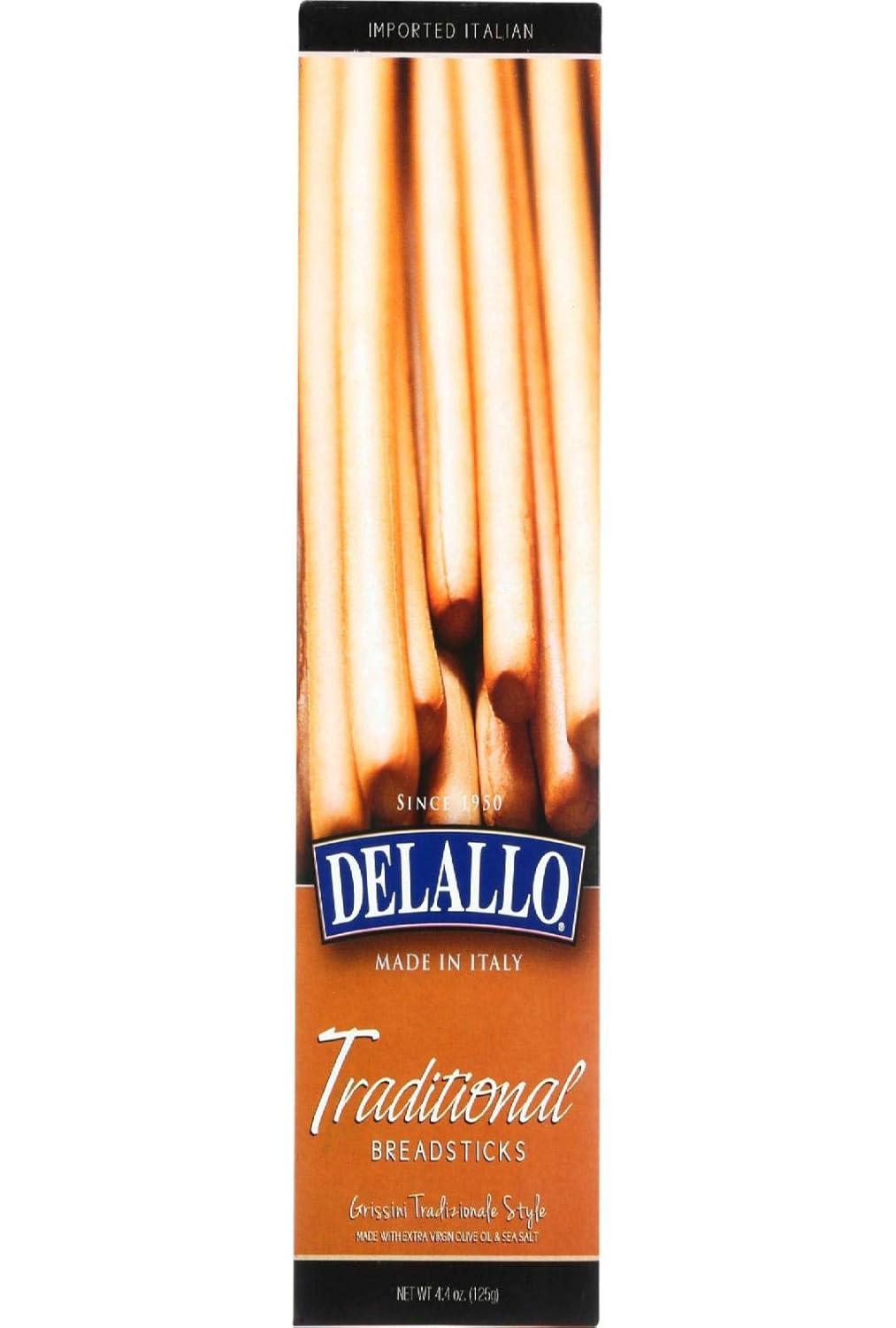DeLallo Traditional Italian Grissini Breadsticks, 4.4 oz - Crispy All-Natural with Extra Virgin Olive Oil Crunch