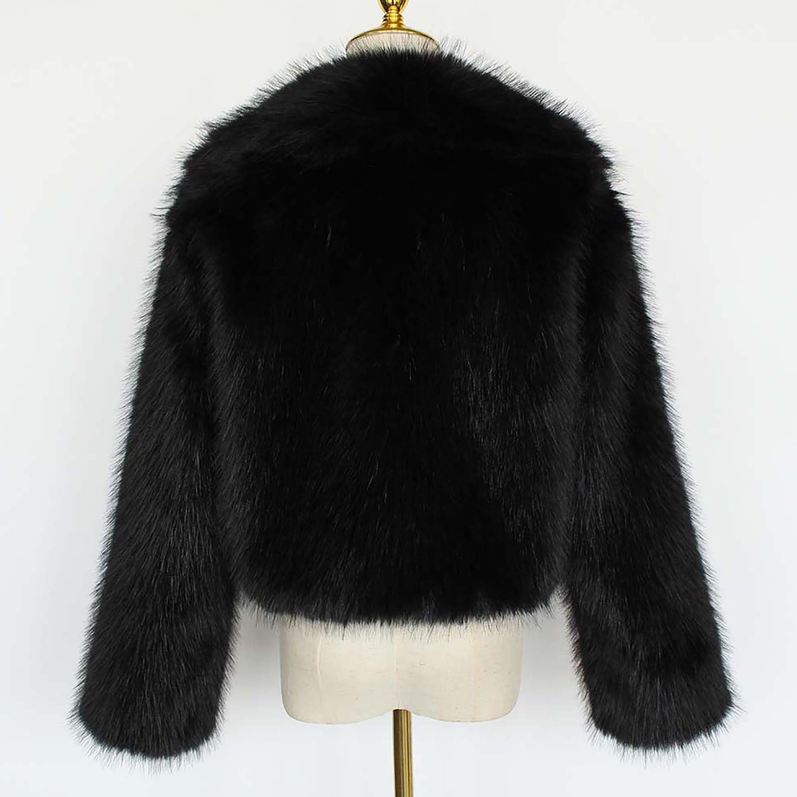 Chaqueta Mujer Invierno de Pelo Sintético Cuello Solapa Abrigo de Lana de Piel Artificial Elegante Chaquetas Manga Larga de Forro Polar de Doble Cara Abrigada y Gruesa Peluche Cárdigan Frente Abierto