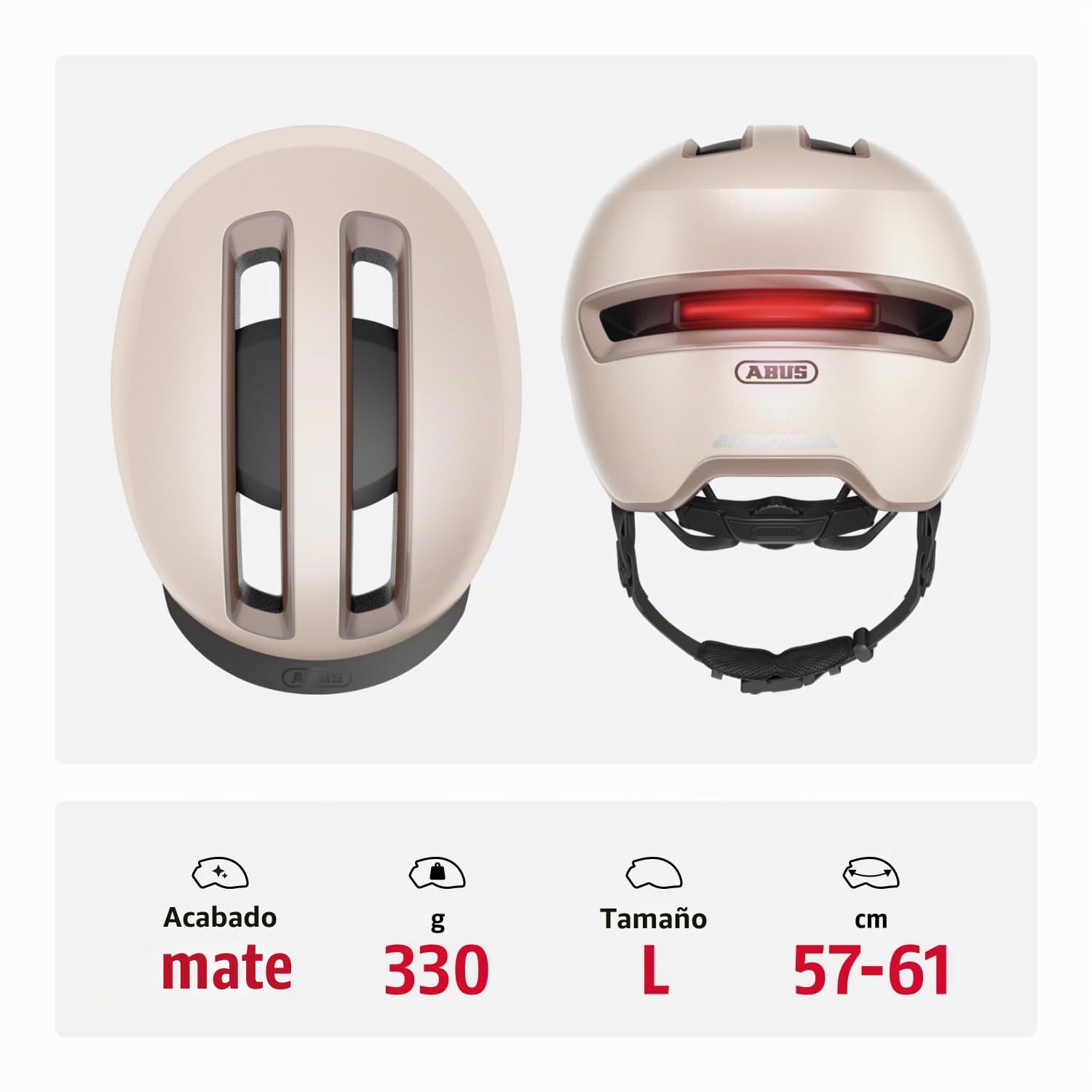 Abus HUD-Y - Luz Trasera LED magnética y Recargable y Cierre magnético - Casco de Bicicleta Moderno para Uso Diario - para Hombre y Mujer