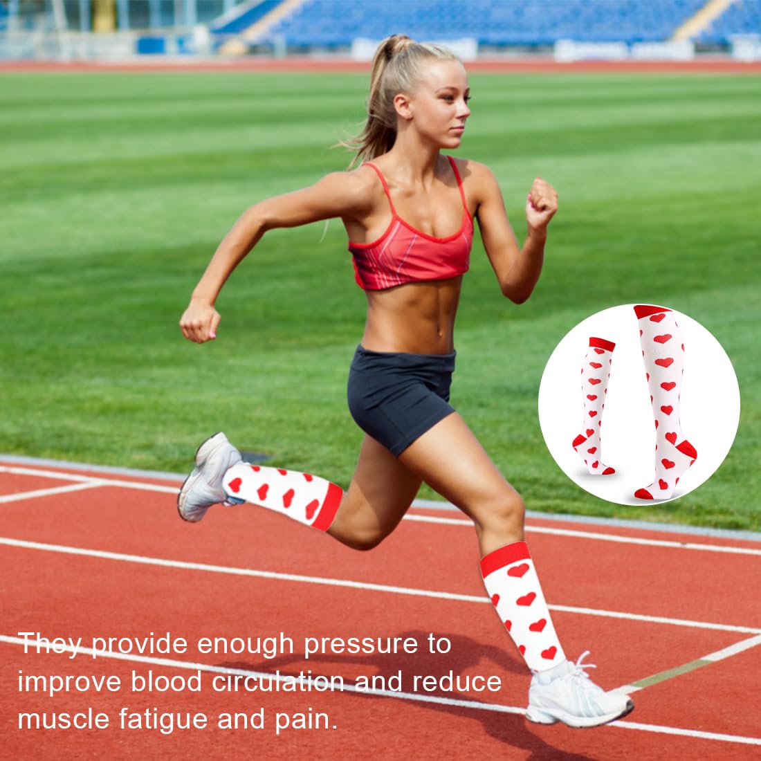 Calze a Compressione per Donne e Uomo, 2 Paia Calze Compressione Uomo E Donna, Calze a Compressione form cuore, Sport Calzini a Compressione per Sportive, Corsa, Giri in Bici