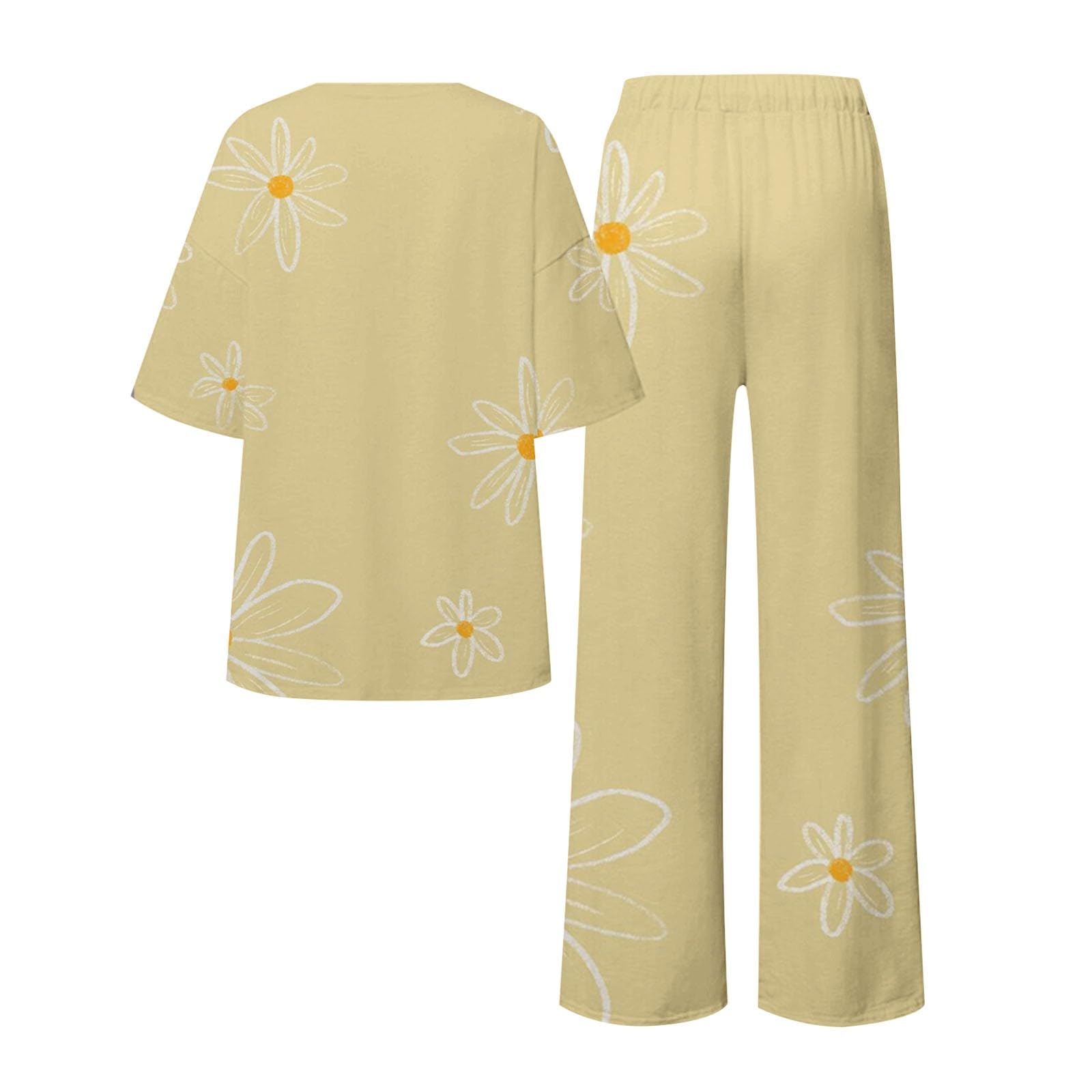Conjunto De Pijama De Mujer Verano De Algodón Impreso 2026 Nueva Camiseta Con Patrón Camiseta Casual Grande Loungewear Cómodo Conjunto Camisón Mujer Tamaño Grande Y Manga Larga